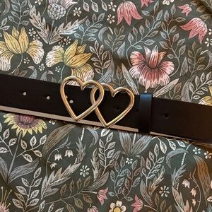 Target silver heart black leather belt
